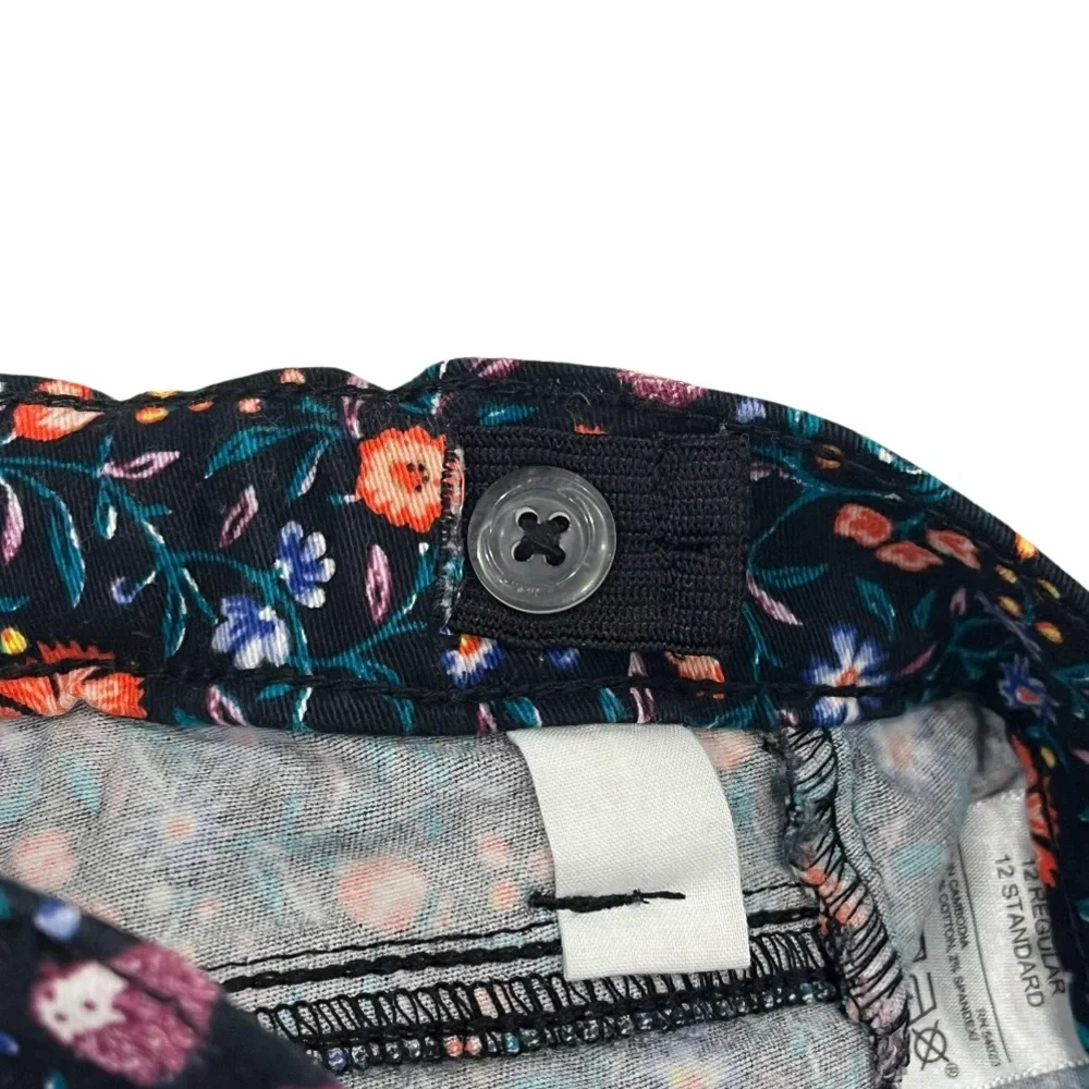 Old Navy Rockstar Jeggings Girls 12 Black Hedgehog Floral